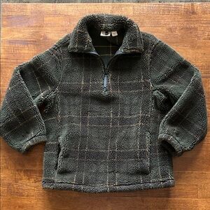 Womens Woolrich plaid half zip made in USA pullover dark green fleece size small